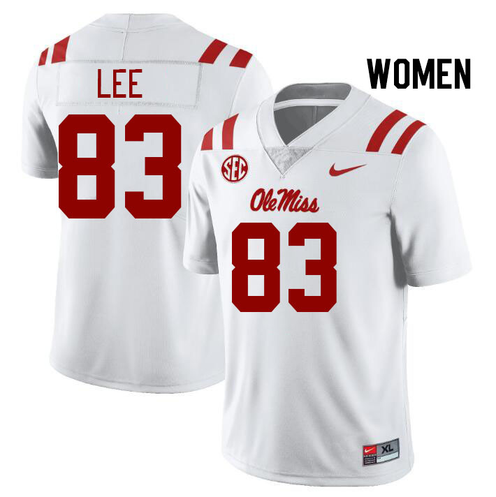 Women #83 Cayden Lee Ole Miss Rebels College Football Jerseys Stitched Sale-White